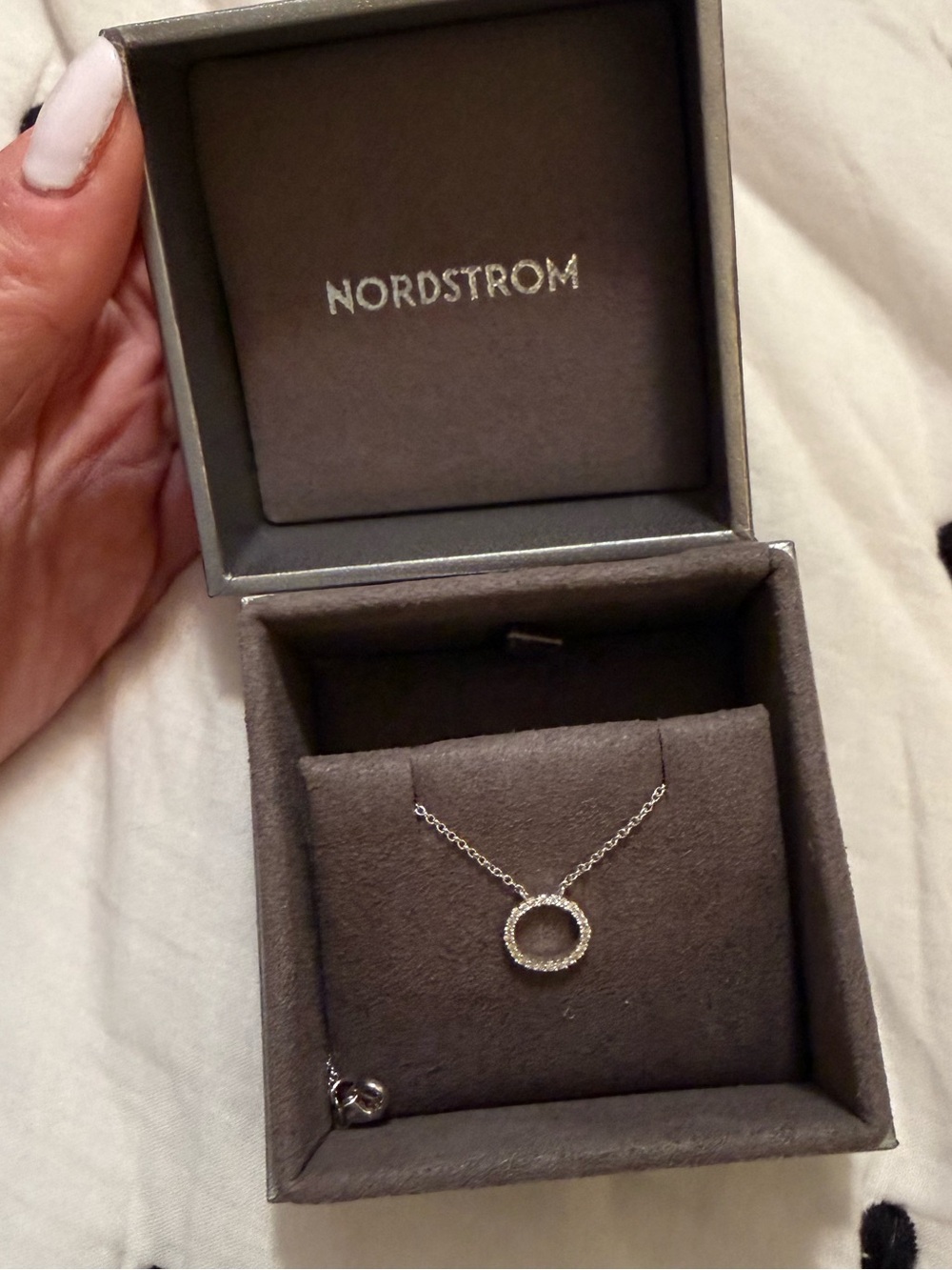 Nordstrom Silver Crystal Circle Pendant Necklace